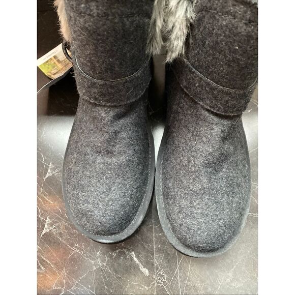 BEARPAW Women's Gray Wool Blend Faux Fur Cuff Winter Ankle Boots Size 9 - Picture 7 of 14